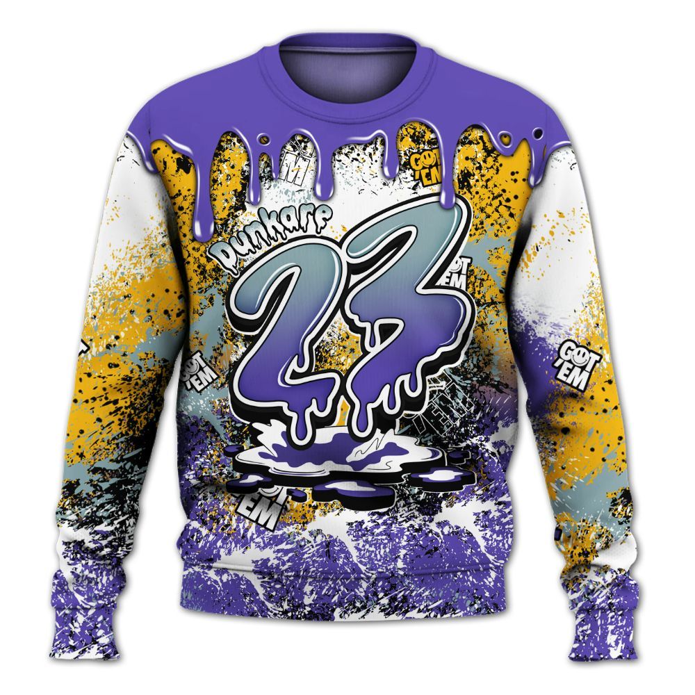 Sweatshirt To Match Imperial Purple 4s - Dripping 23 Drip All Over Print