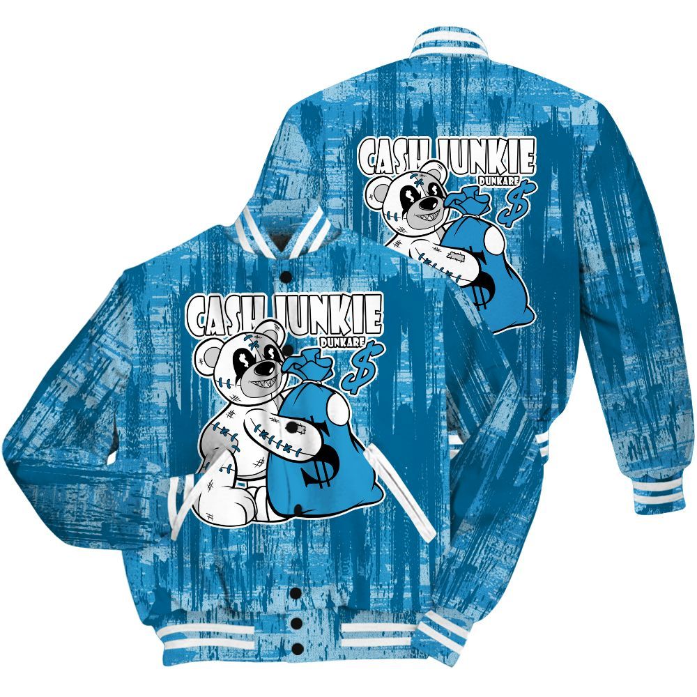 Varsity Jacket To Match Powder Blue 9s Shirt - Cashs Junkie Bear Glitch Art All Over Print