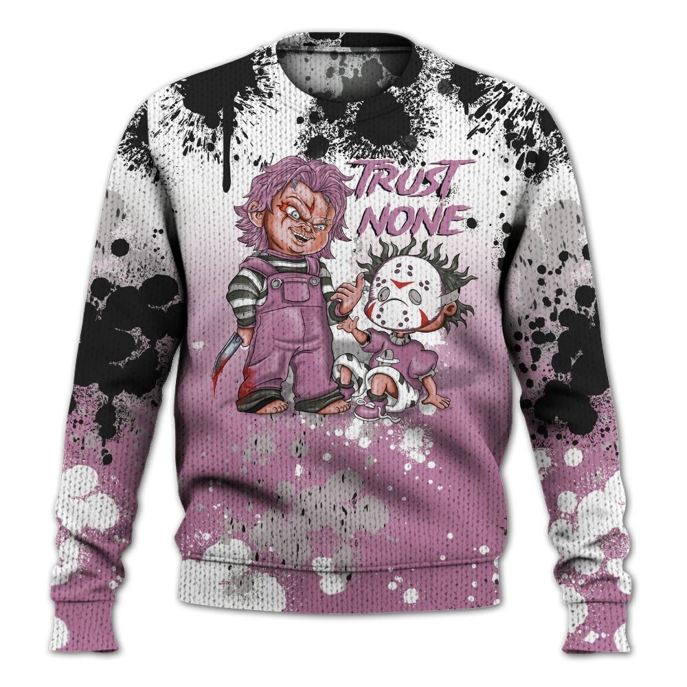 Knitted Sweater To Match Neutral Grey Black White Orchid 4s - Trust No One Scary