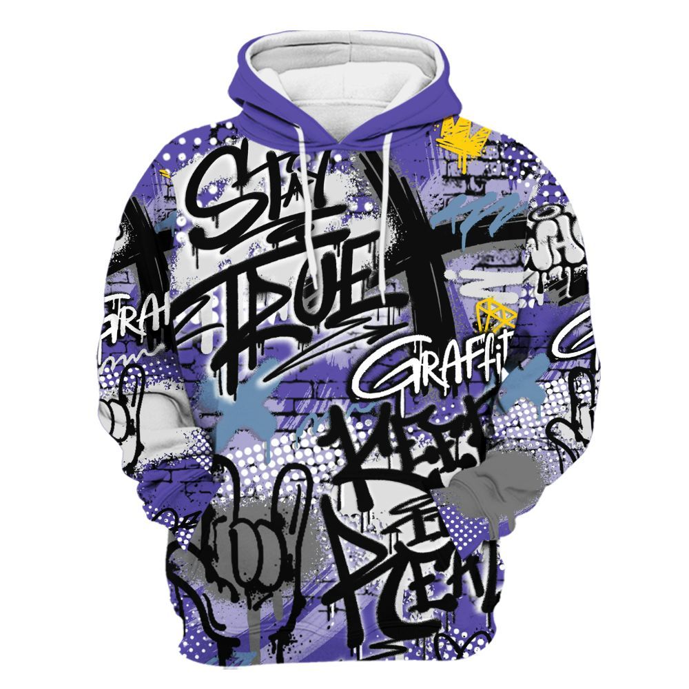 Hoodie To Match Retro Concord 5s - True It Real Graffiti Streetwear All Over Print