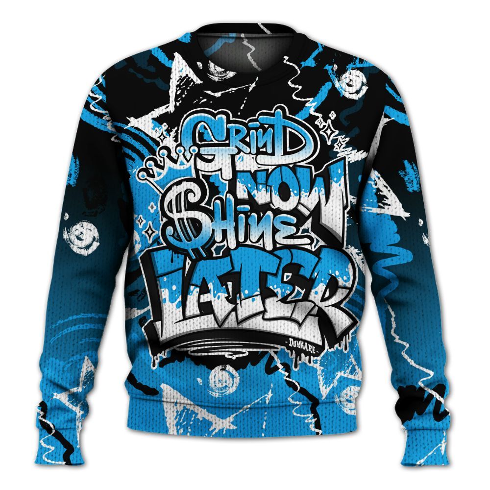 Knitted Sweater To Match Black University Blue 2022 13s - Grind Shine Later Drip