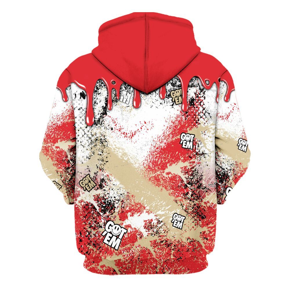 Hoodie To Match Prime 93 Fire Red - Dripping 23 Drip All Over Print