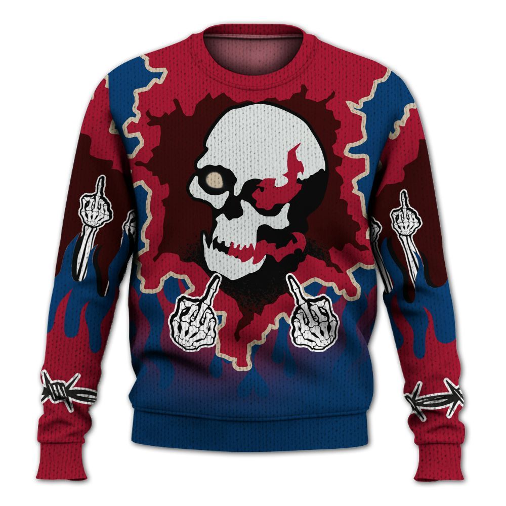 Knitted Sweater To Match Rare Air 4s - F Around Find Out Graphic Trapped