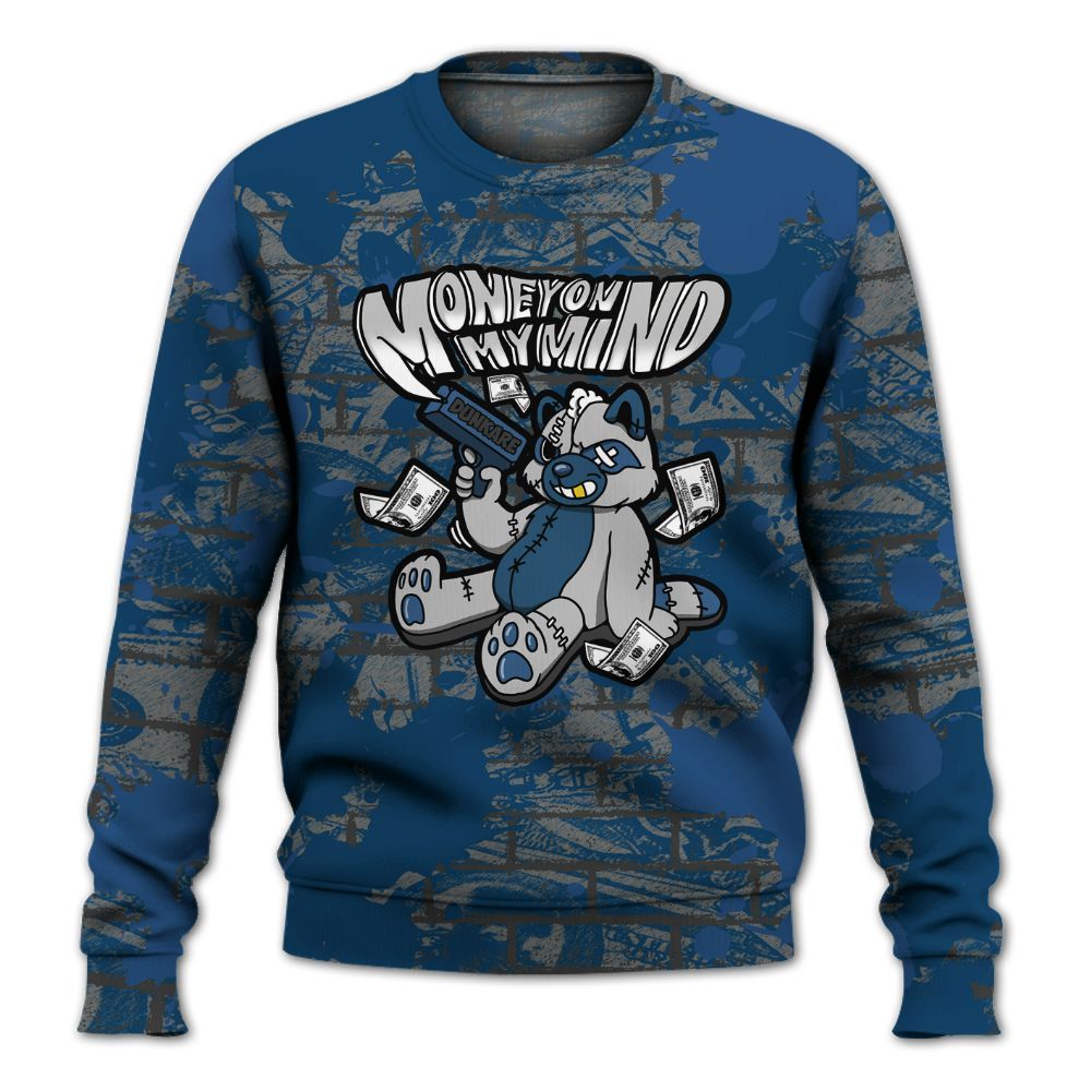 Sweatshirt To Match High OG Midnight Navy 1s - Money On My Mind Raccoon Brick All Over Print
