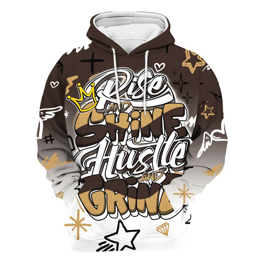 Hoodie To Match 2025 Retro Earth 5s - Rise Shine Hustle Grind All Over Print