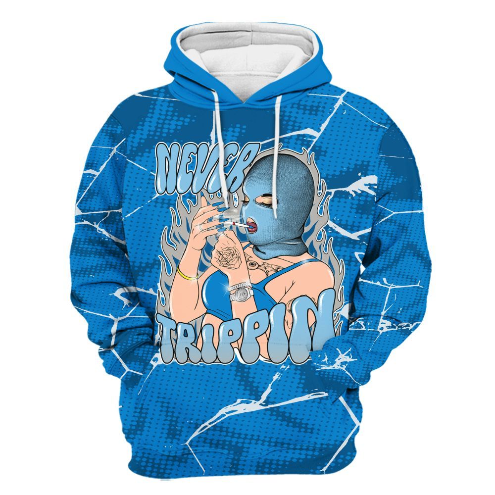 Hoodie To Match Industrial Blue 4s - Ne'er Trippin' Unique Crack All Over Print