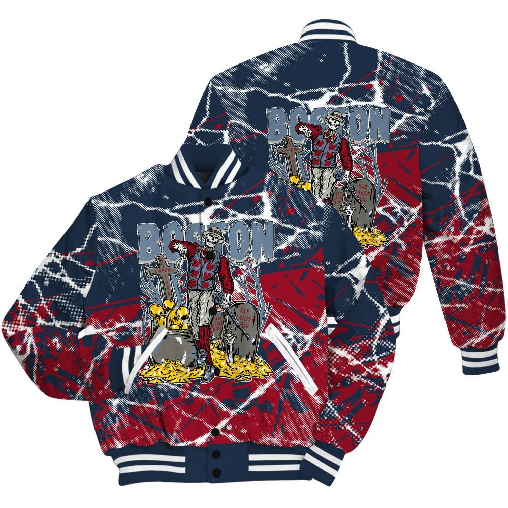 Varsity Jacket To Match Navy Blue 2024 6s Shirt - Goldrush Skeleton Profound All Over Print