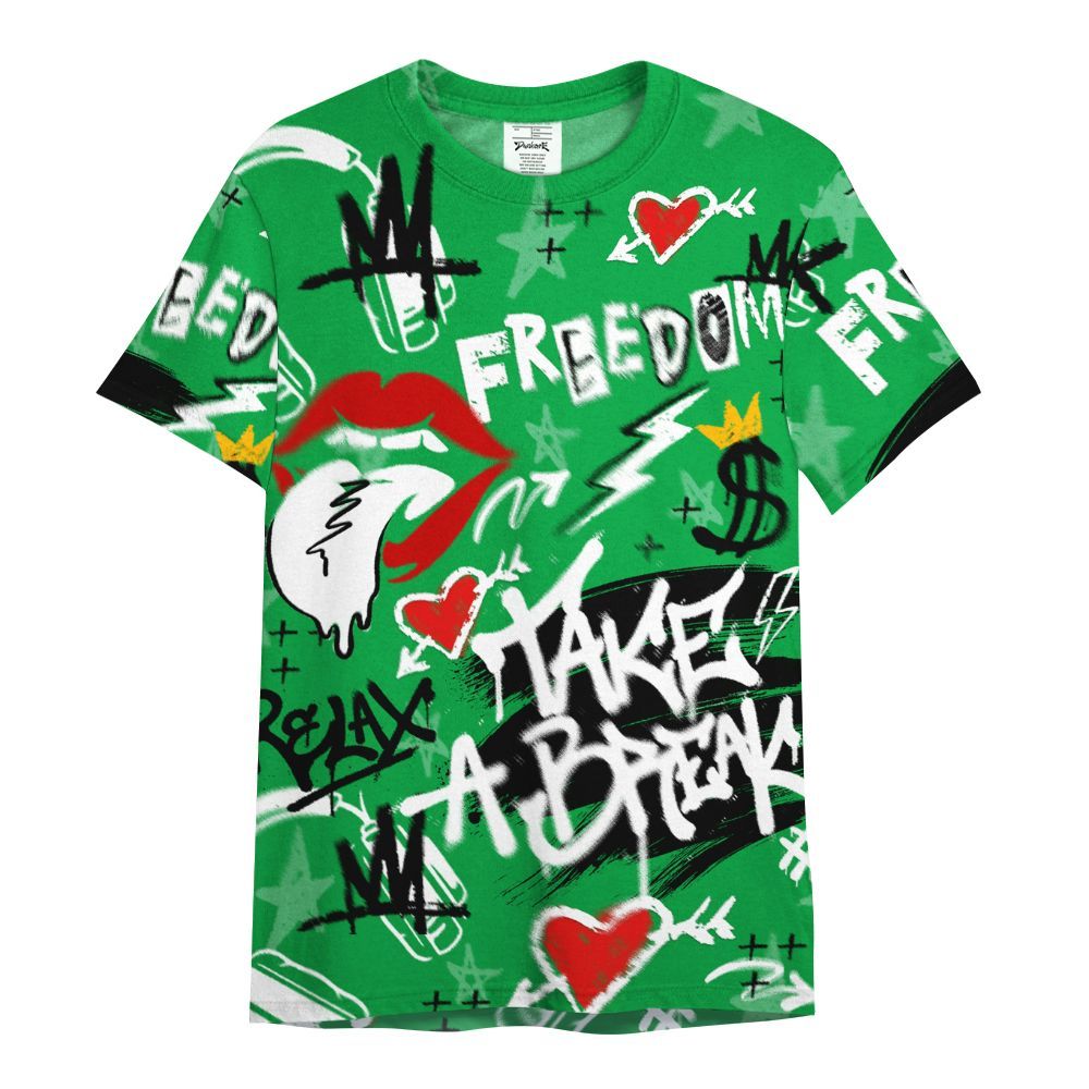 Shirt To Match Low Lucky Green 1s - Take Break Freedom Graffiti Streetwear All Over Print