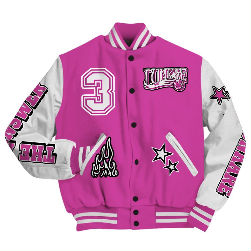 Varsity Jacket To Match Dunk Low Active Fuchsia - Allen Answer Skeleton All Over Print