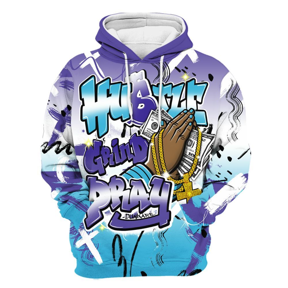 Hoodie To Match Retro Aqua 6s - Money Hustle Grind Pray All Over Print