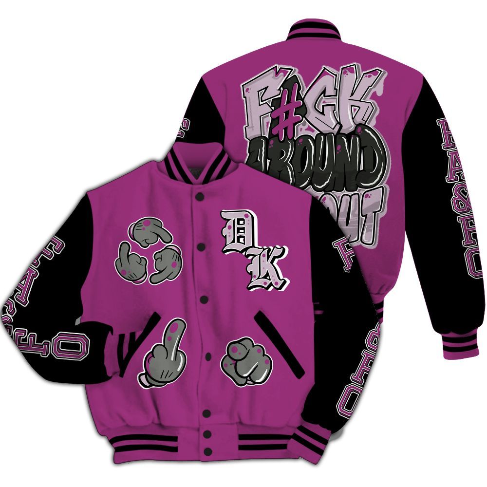 Varsity Jacket To Match Air Max Sunder Gore Tex Bold Berry - F Around Find Out Graphic All Over Print