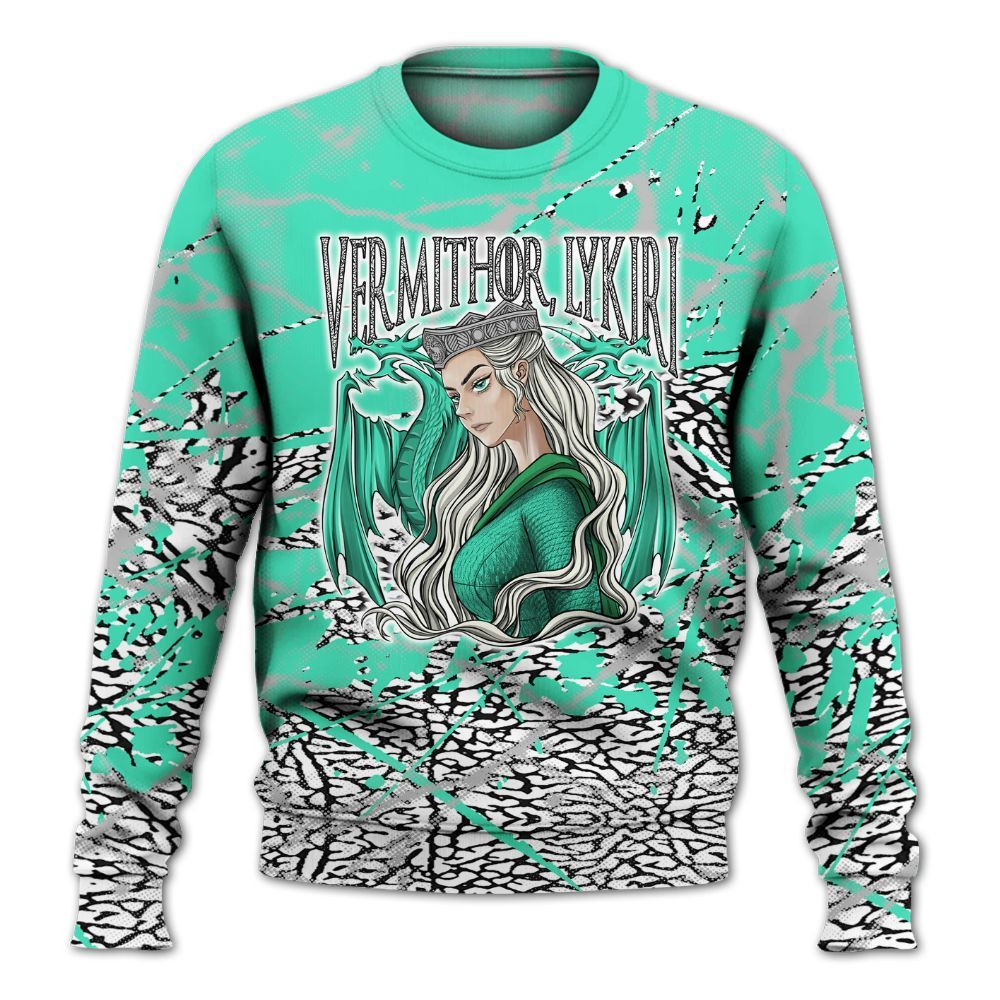 Sweatshirt To Match Black Green Glow 3s - Dragon's Mom! Profound All Over Print