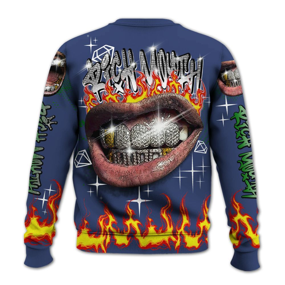 Sweatshirt To Match Midnight Navy 13s - Rich Mouth Fire Rap Retro 90s All Over Print