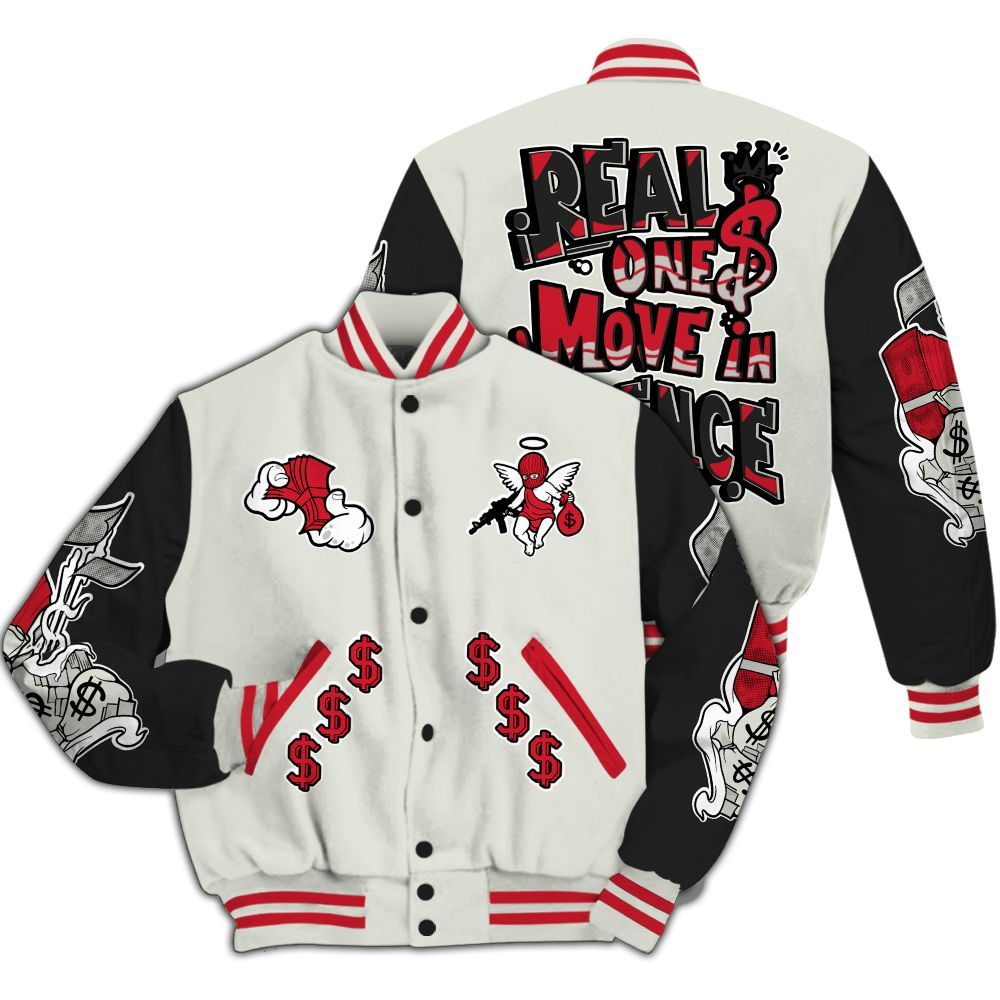 Varsity Jacket To Match Flight Club 4s - Ones Move In Silence Graphic All Over Print