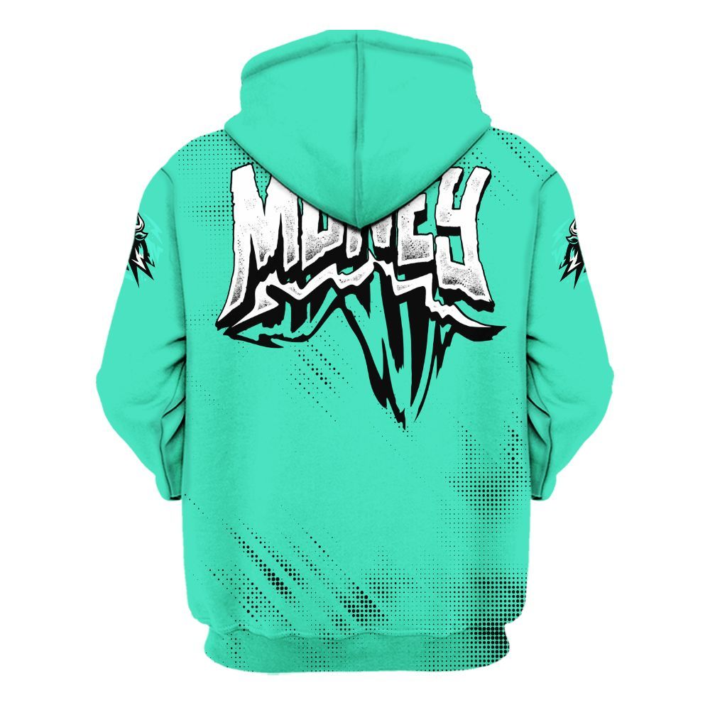 Hoodie To Match Black Green Glow 3s - Hustle Make Money Green Glow 3s All Over Print