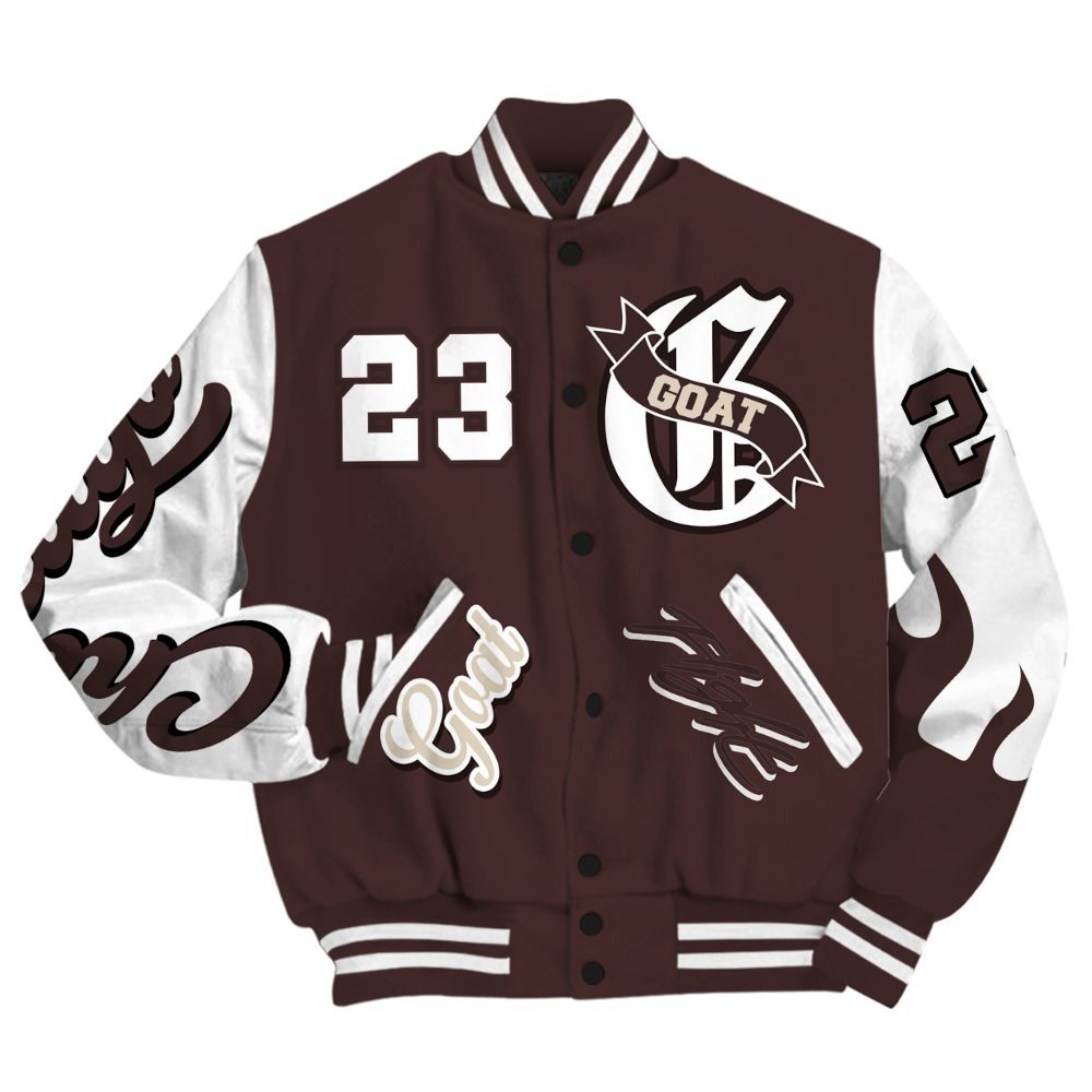 Varsity Jacket To Match Burgundy Crush 3s - The G.O.A.T Flight Streetwear All Over Print