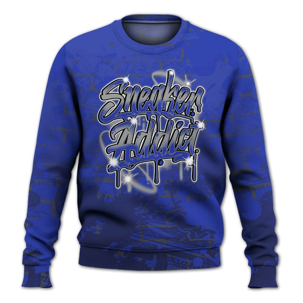 Sweatshirt To Match Air Max Plus Black Racer Blue - Addiction Sneakers Graphic Street Art All Over Print