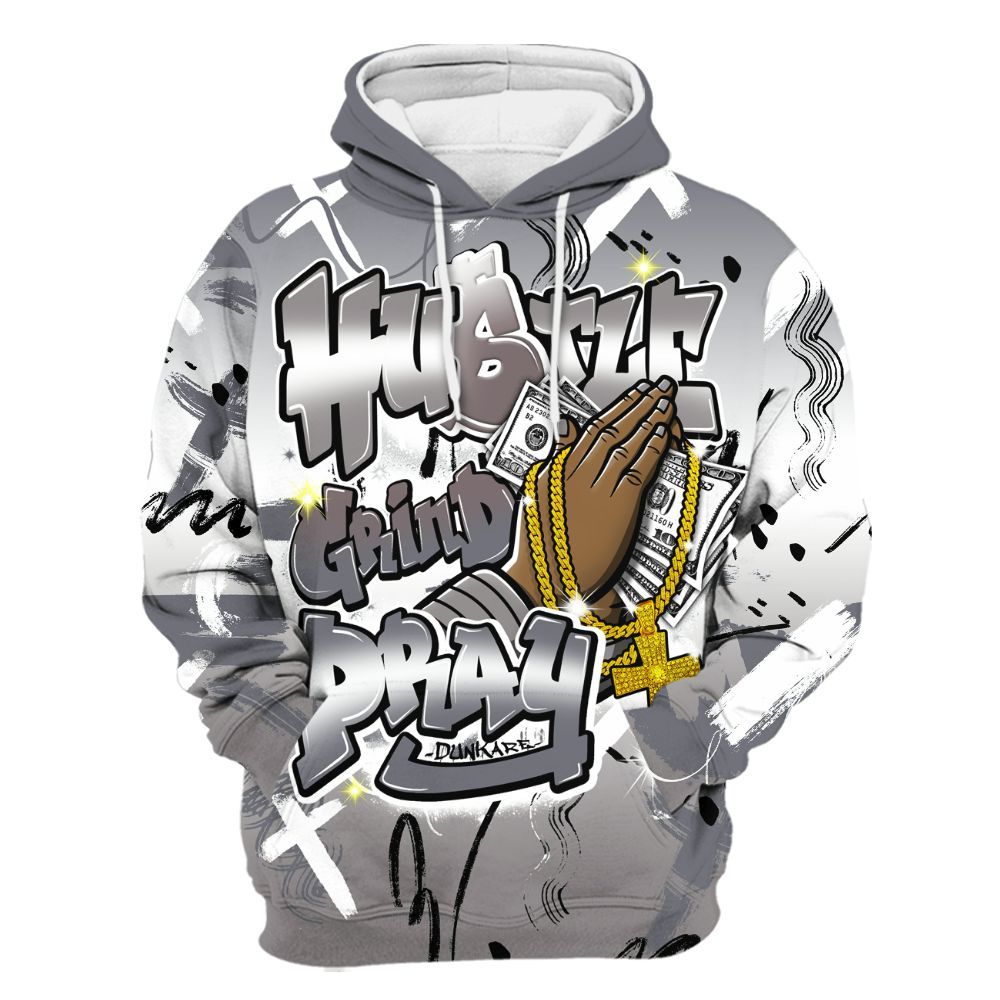 Hoodie To Match Cool Grey 11s - Money Hustle Grind Pray All Over Print