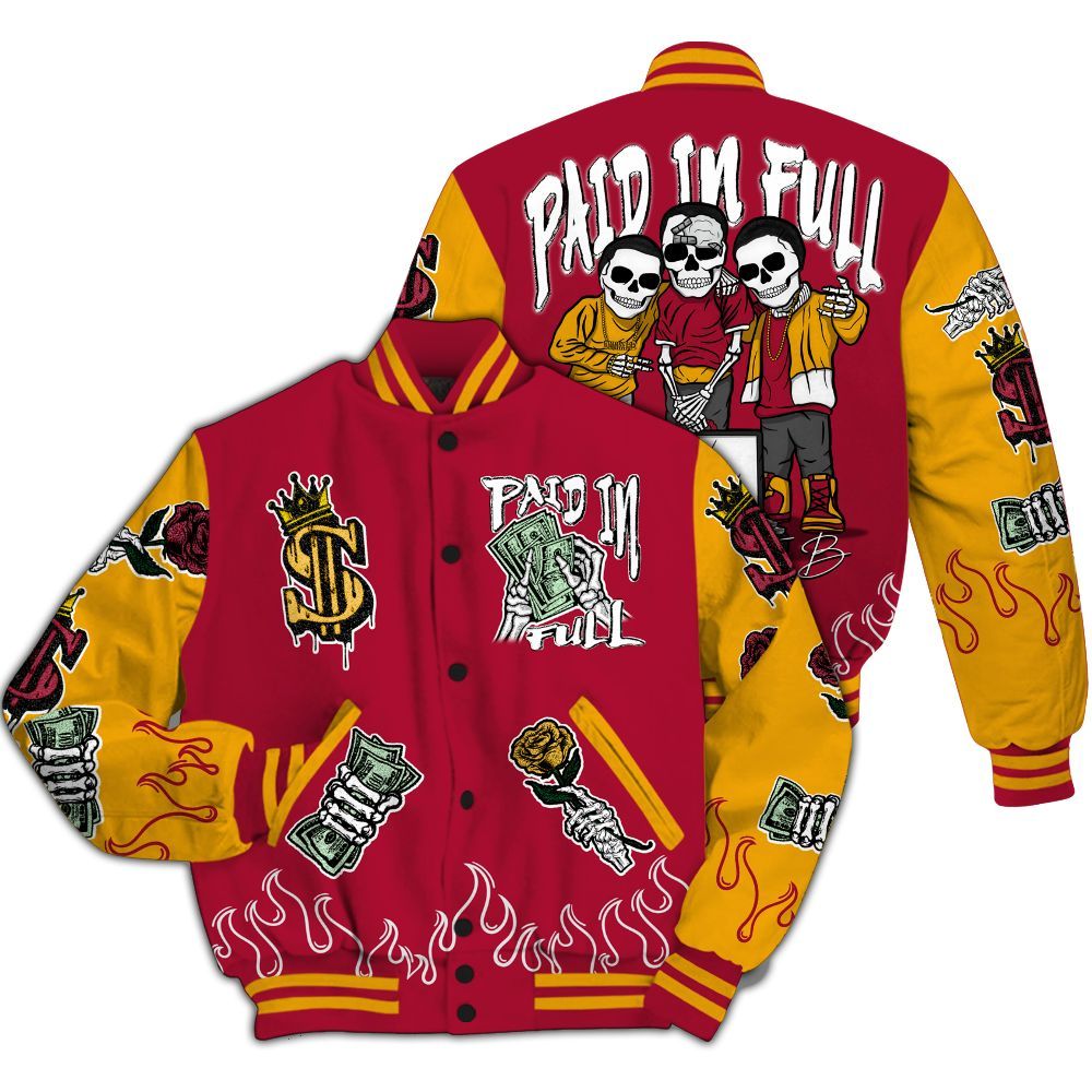 Varsity Jacket To Match Cardinal 7s - Fire Everybody Paid In All Over Print