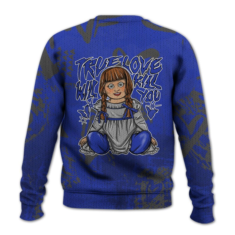 Knitted Sweater To Match Air Max Plus Black Racer Blue - Genuine Loves Bear Heart Grunge