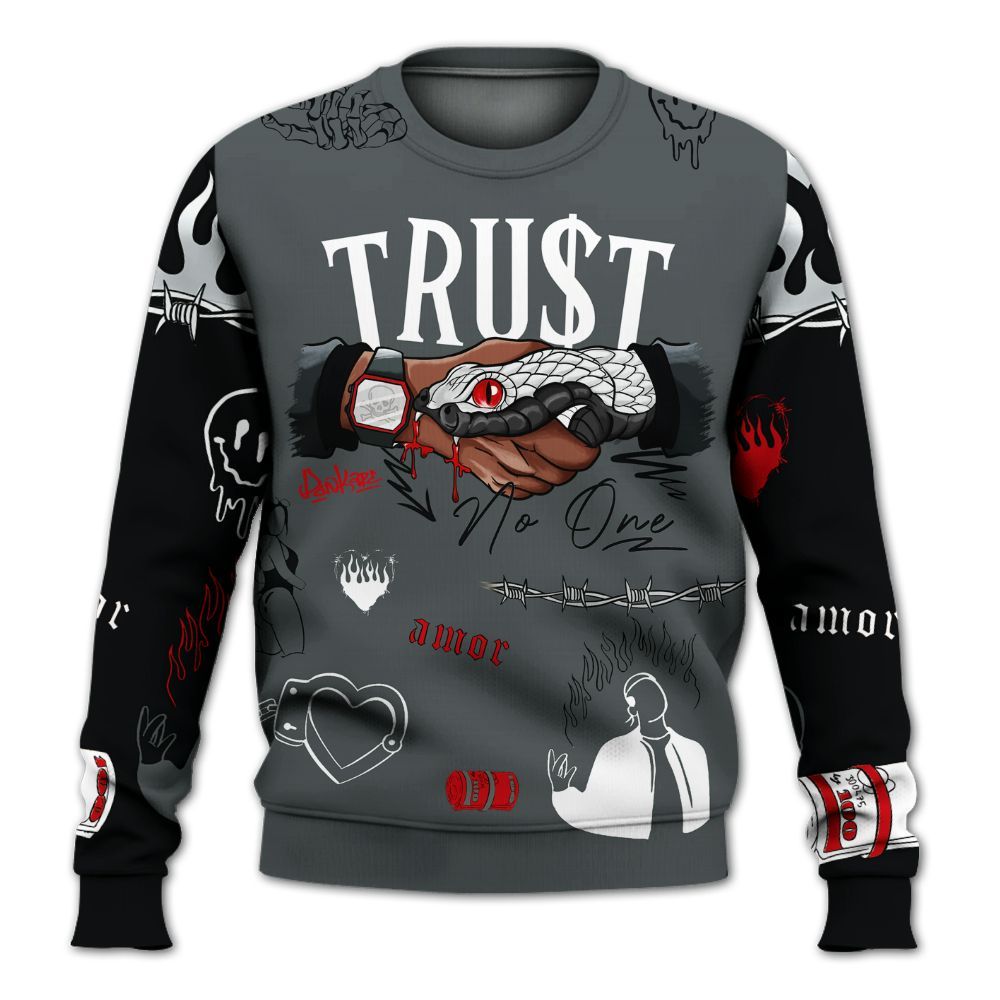 Sweatshirt To Match Black RM Nigel Sylvester 4s - Snake Trust No One All Over Print
