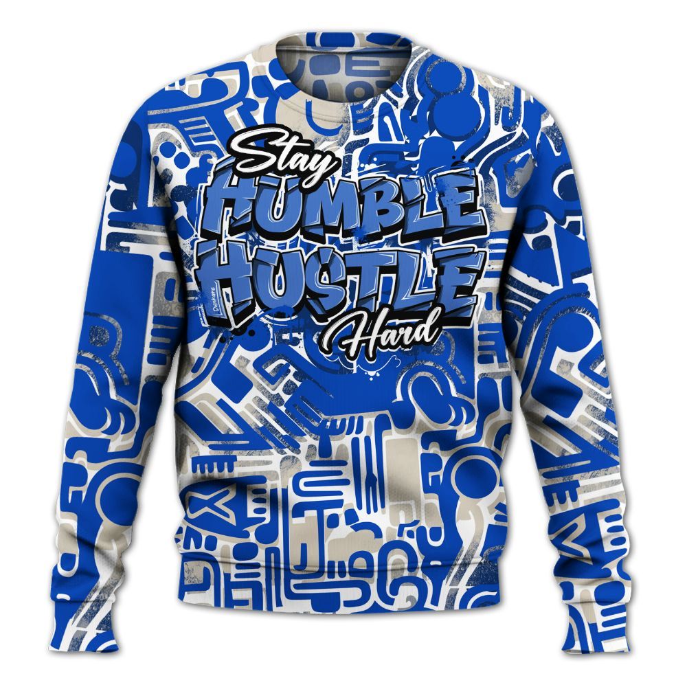 Sweatshirt To Match Low Game Royal 1s - Humble Hustle Doodle Retro All Over Print