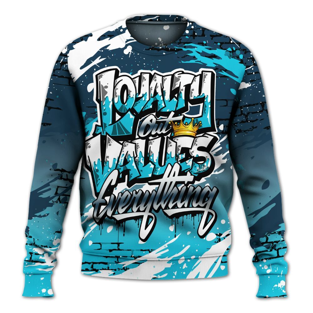 Sweatshirt To Match Air Navy Baltic Blue - Values Of Loyalty Drip All Over Print