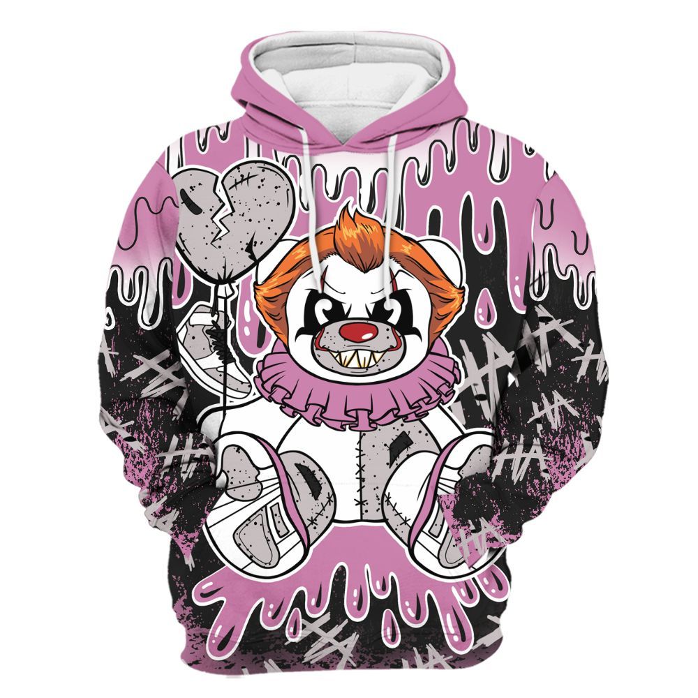 Hoodie To Match Neutral Grey Black White Orchid 4s - Shoe Game Bear Drip All Over Print