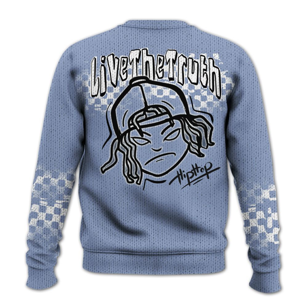 Knitted Sweater To Match Retro Blue Grey 13s - Feel Life Street Style