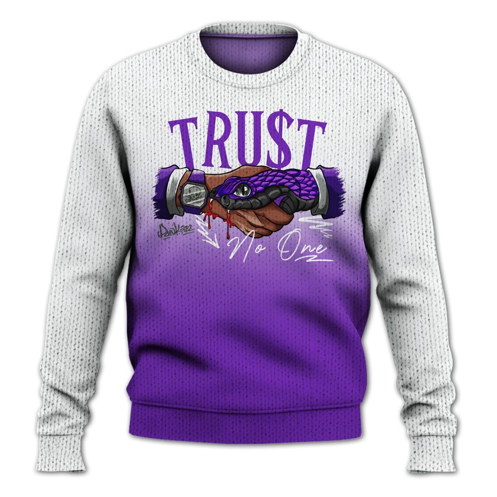 Knitted Sweater To Match Retro Dark Iris 3s - Snake Trust No One Drip