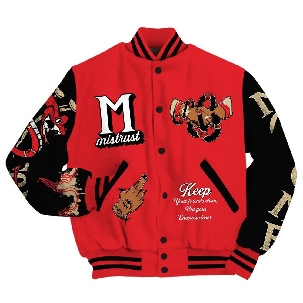 Varsity Jacket To Match Prime 93 Fire Red Shirt, Trust No One Snake-Bite Street Style All Over Print