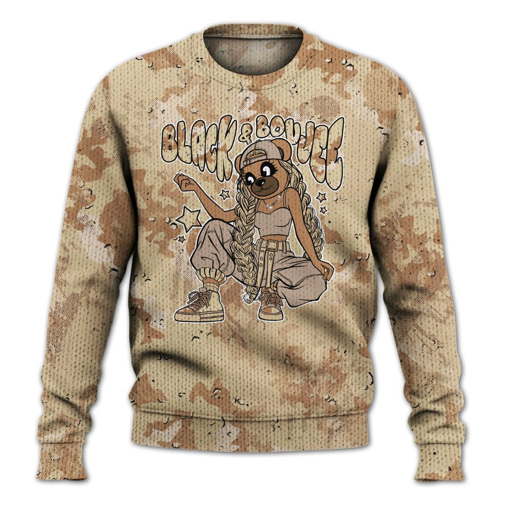 Knitted Sweater To Match Desert Camo 3s - Boujee Girls Bear Heart Grunge
