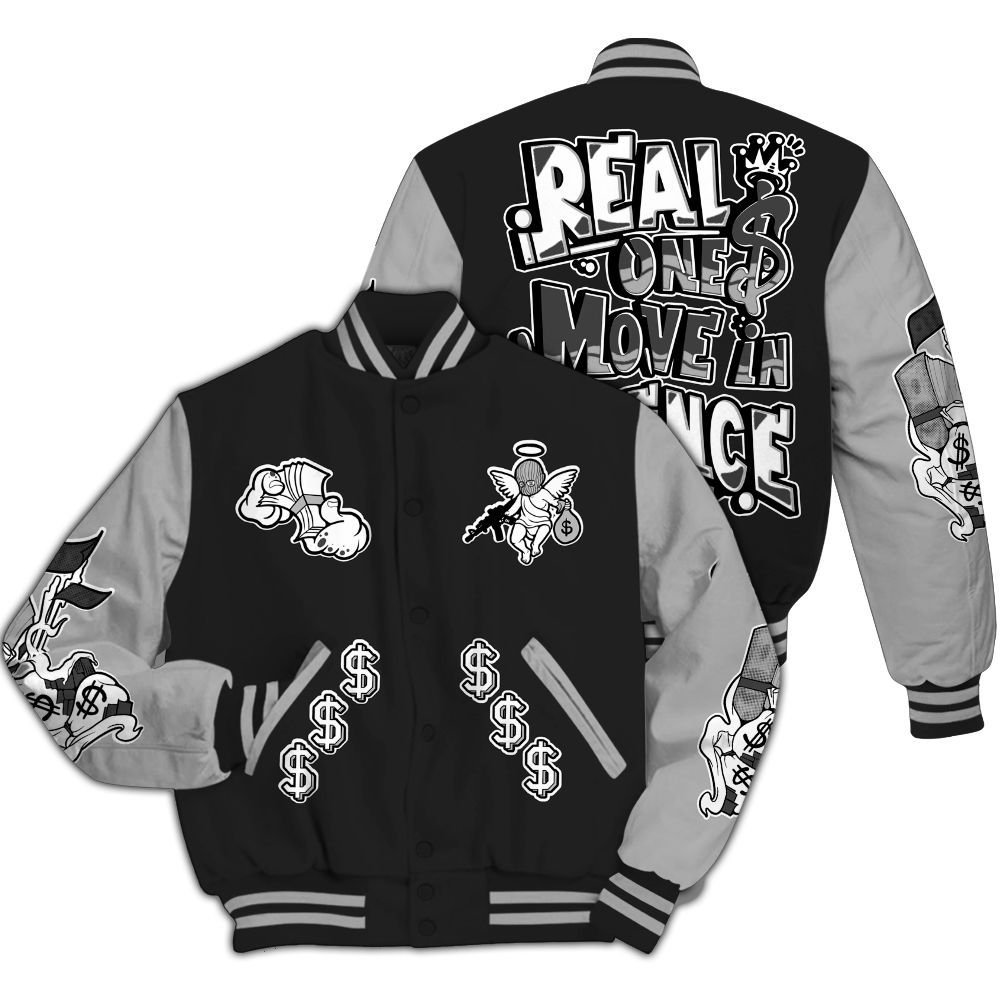 Varsity Jacket To Match NOCTA Black 2s - Ones Move In Silence Graphic All Over Print