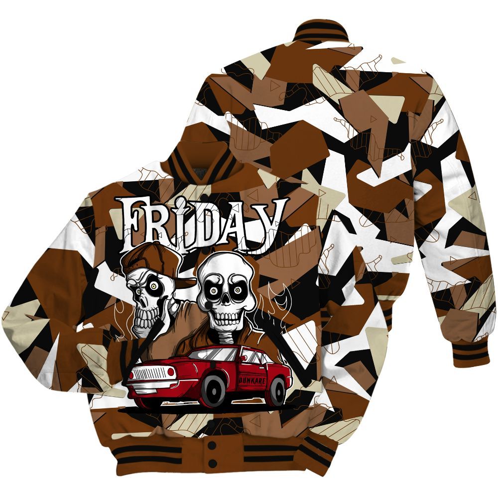 Varsity Jacket To Match Archaeo Brown 5s - Friday Funny Retro All Over Print