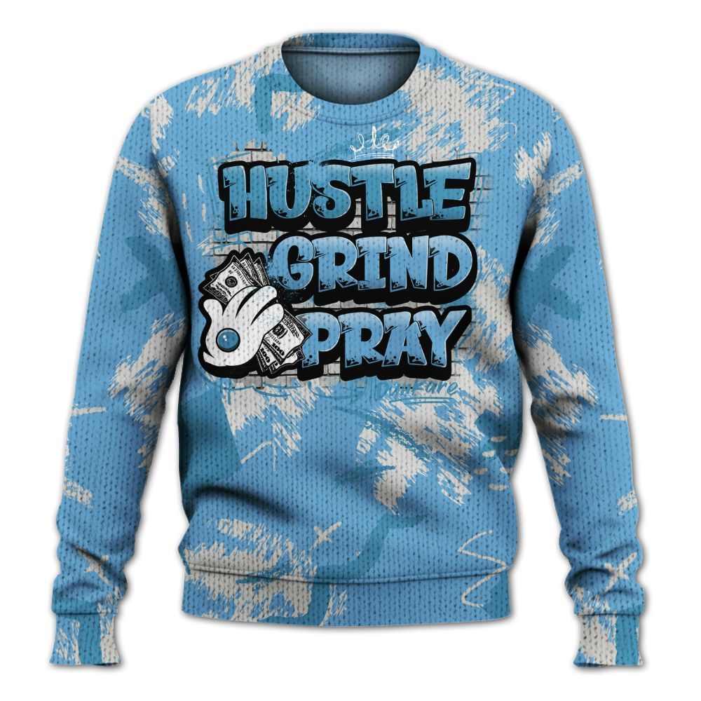 Knitted Sweater To Match SB Dunk Low University Blue - Hustle Grind Pray Retro
