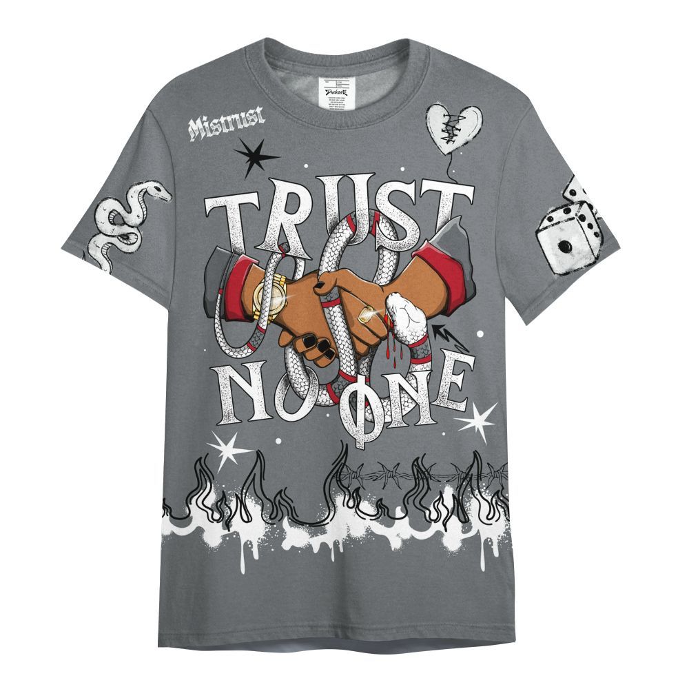 Shirt To Match Retro Fire Red 9s - Trust No One Snake-Bite Doodle Crayon All Over Print