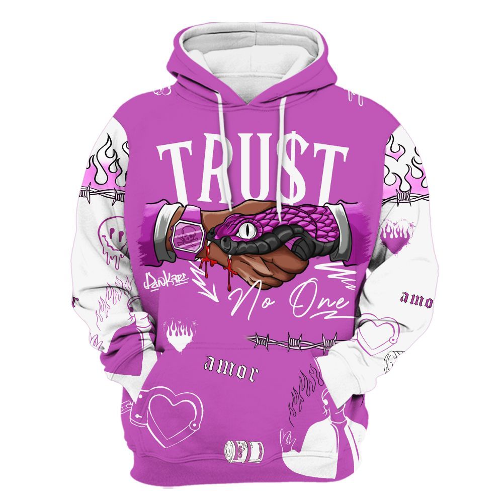 Hoodie To Match Hyper Violet 4s - Snake Trust No One All Over Print