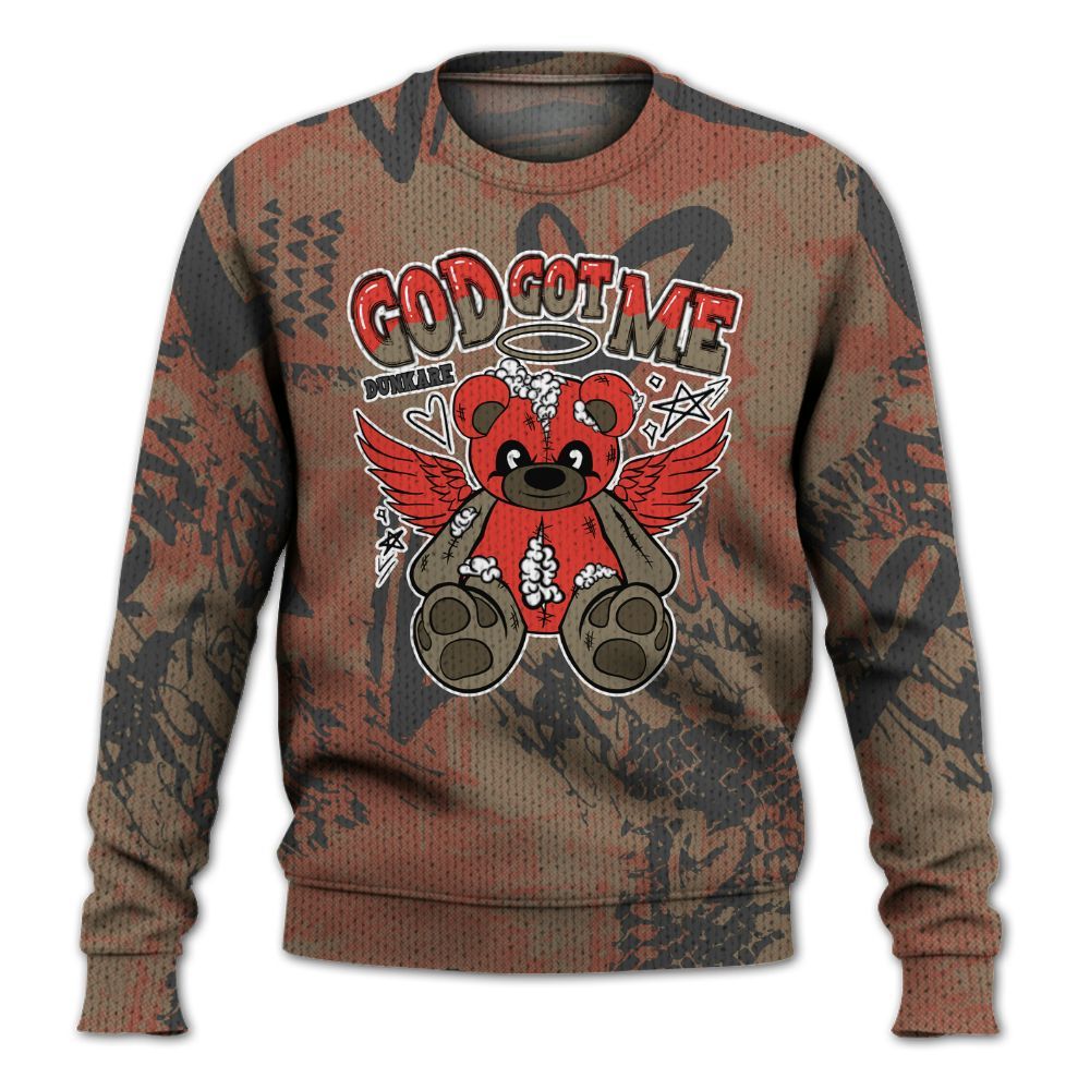 Knitted Sweater To Match Olive 9s - Gods Guides Me Bear Heart Grunge