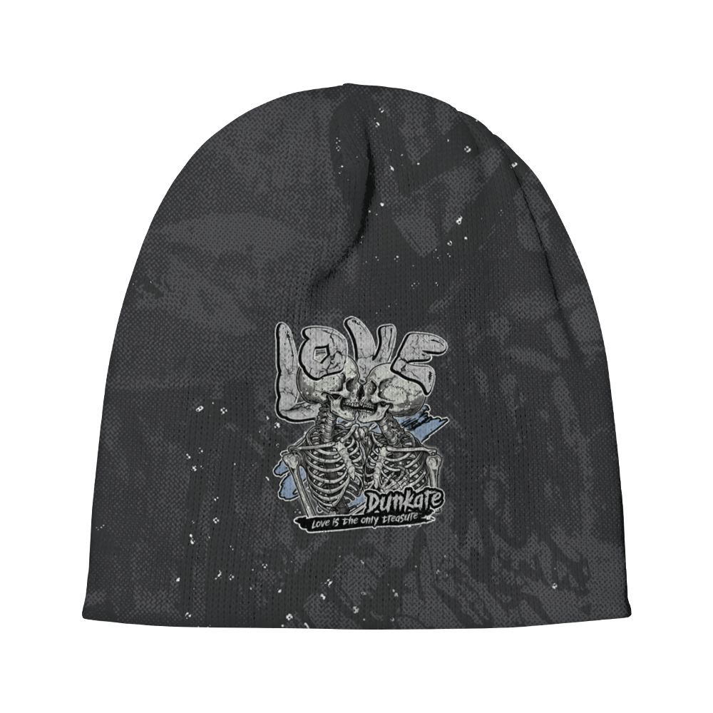 Beanie Hat To Match Reverse Black White 6s - Skull Love Graphic