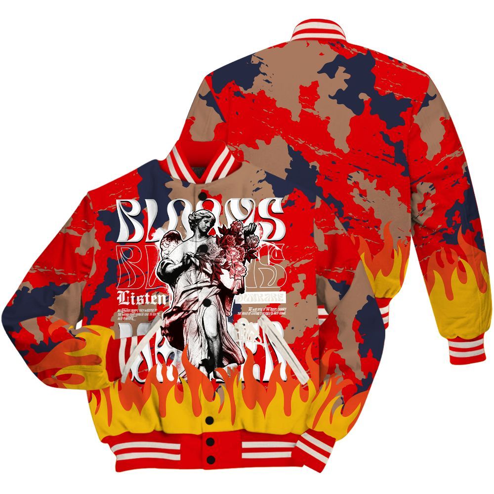Varsity Jacket To Match Low OG Howard Bison 1s - Blooms Whisper Retro All Over Print