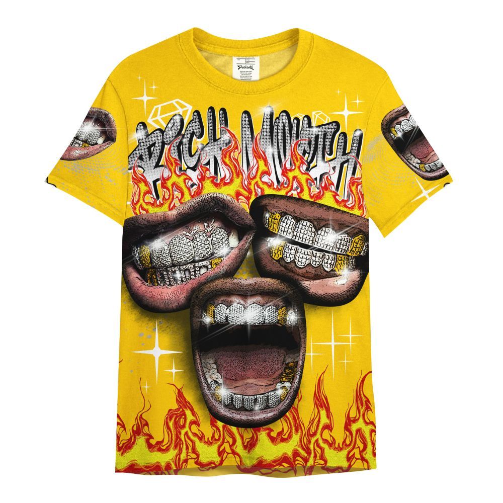 Shirt To Match Vivid Sulfur 4s - Rich Mouth Fire Rap Retro 90s All Over Print