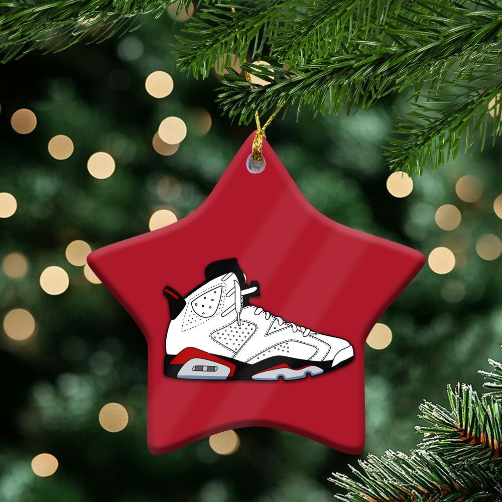 Retro Fire Red 6s Ceramic Ornaments