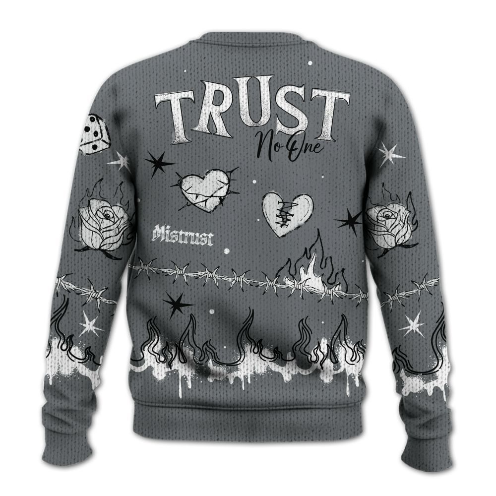 Knitted Sweater To Match Retro Fire Red 9s - Trust No One Snake-Bite Doodle Crayon