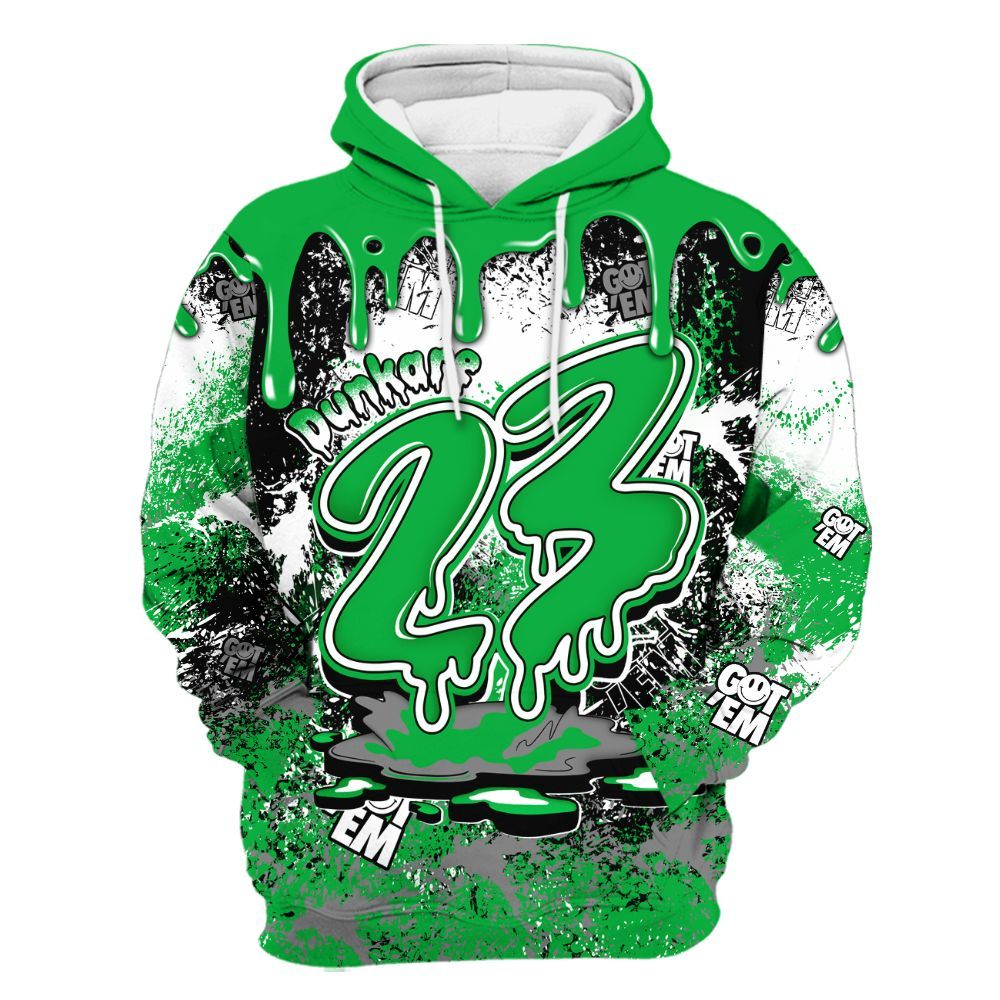 Hoodie To Match Lucky Green 5s - Dripping 23 Drip All Over Print