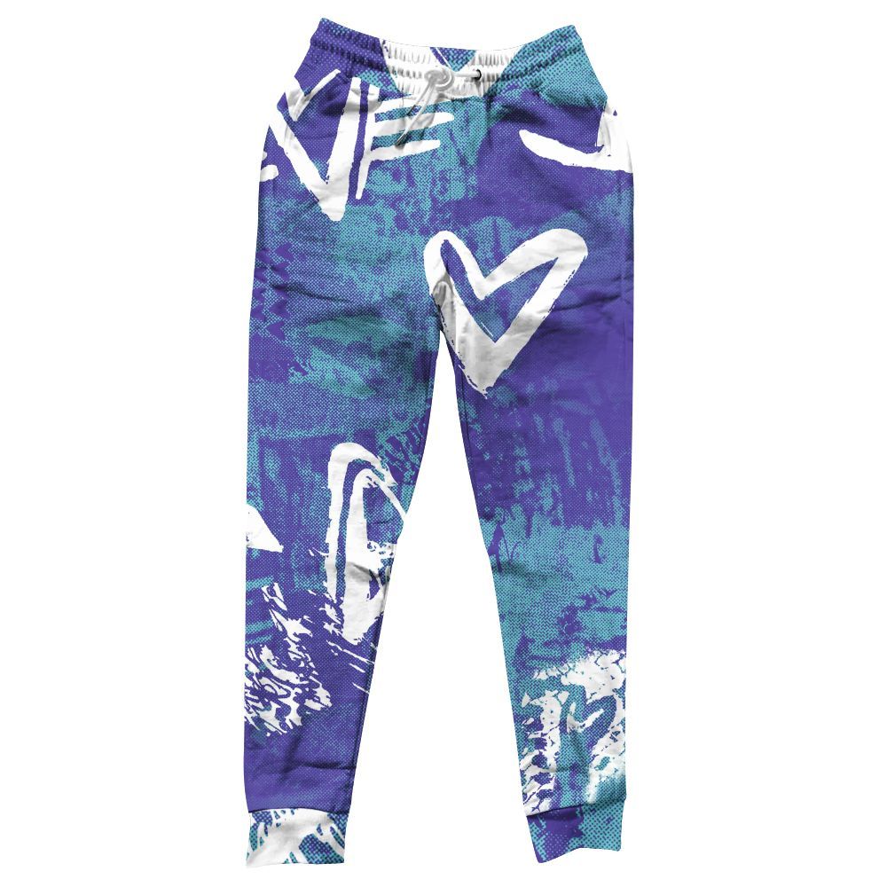Sweatpant To Match Low Hornets 1s - Heart Grunge All Over Print