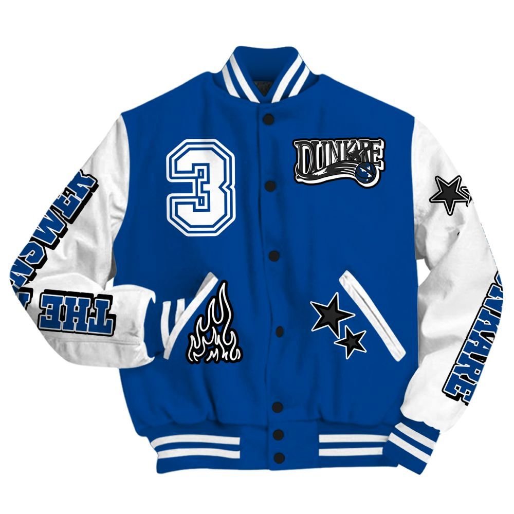 Varsity Jacket To Match Low 85 Royal 1s - Allen Answer Skeleton All Over Print
