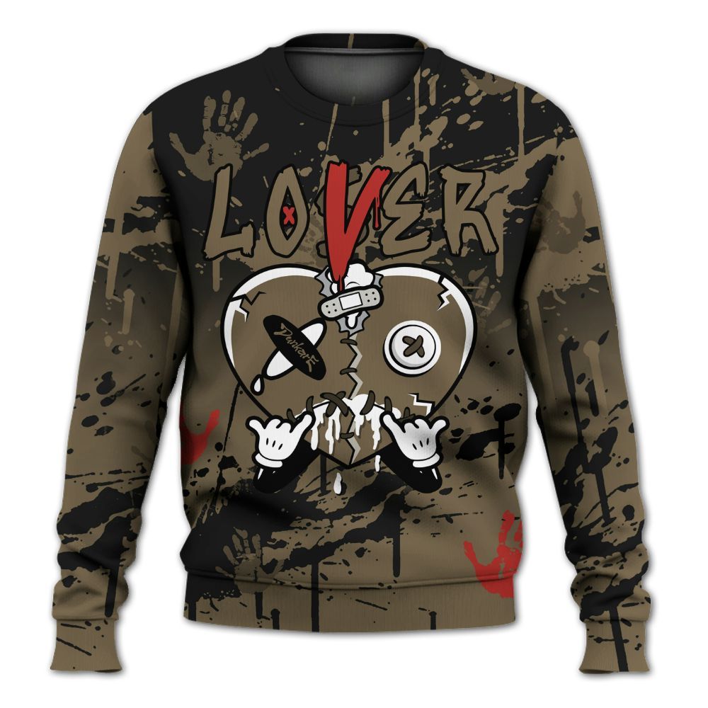 Sweatshirt To Match Olive 9s - Loser Lover Drip Heart All Over Print