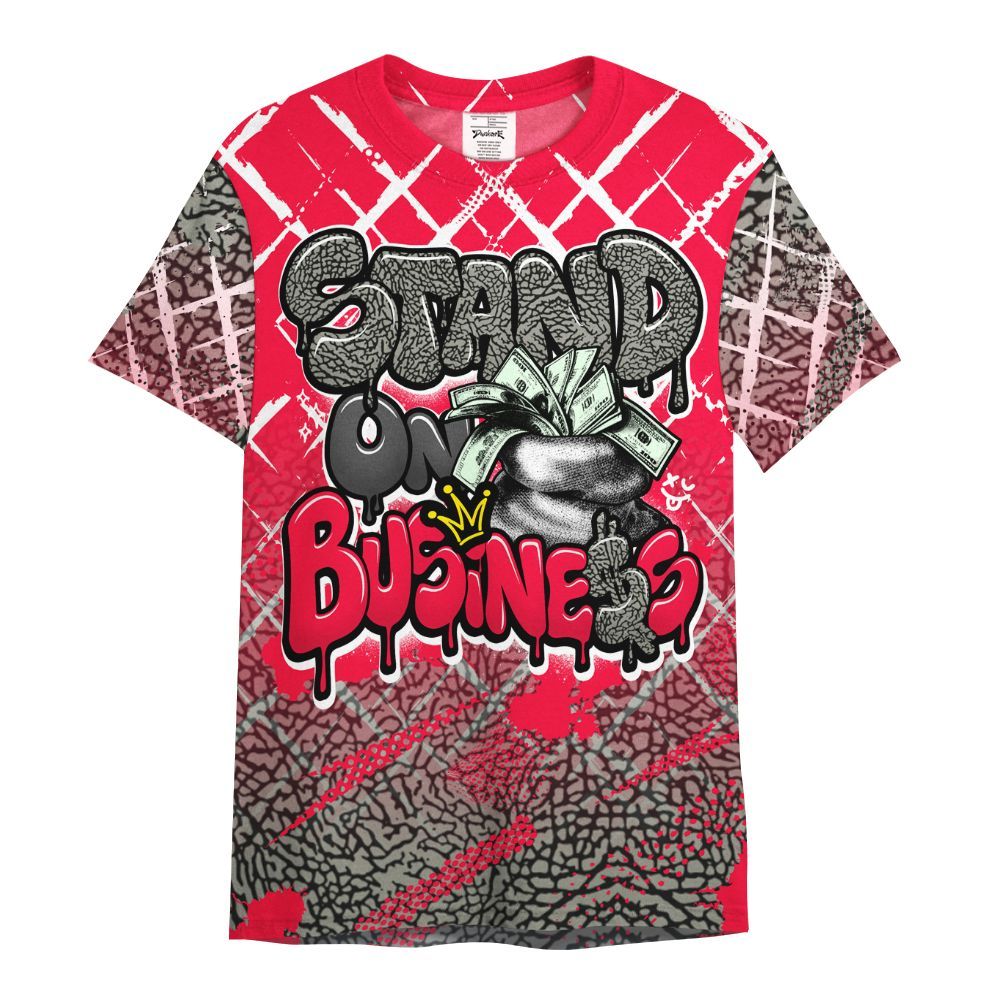 Shirt To Match Retro Fire Red 3s - Halftone Stand Business Dripping All Over Print