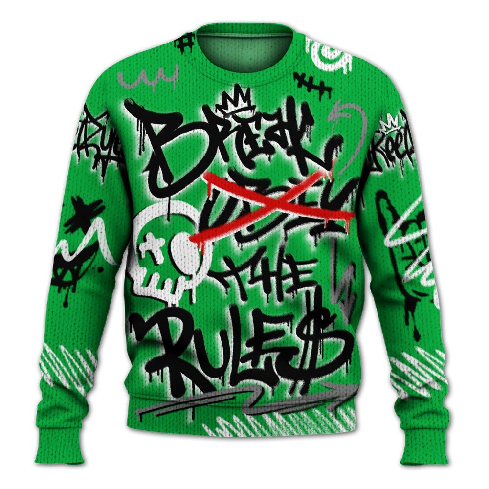 Knitted Sweater To Match Lucky Green 5s - Break Rules Streetwear