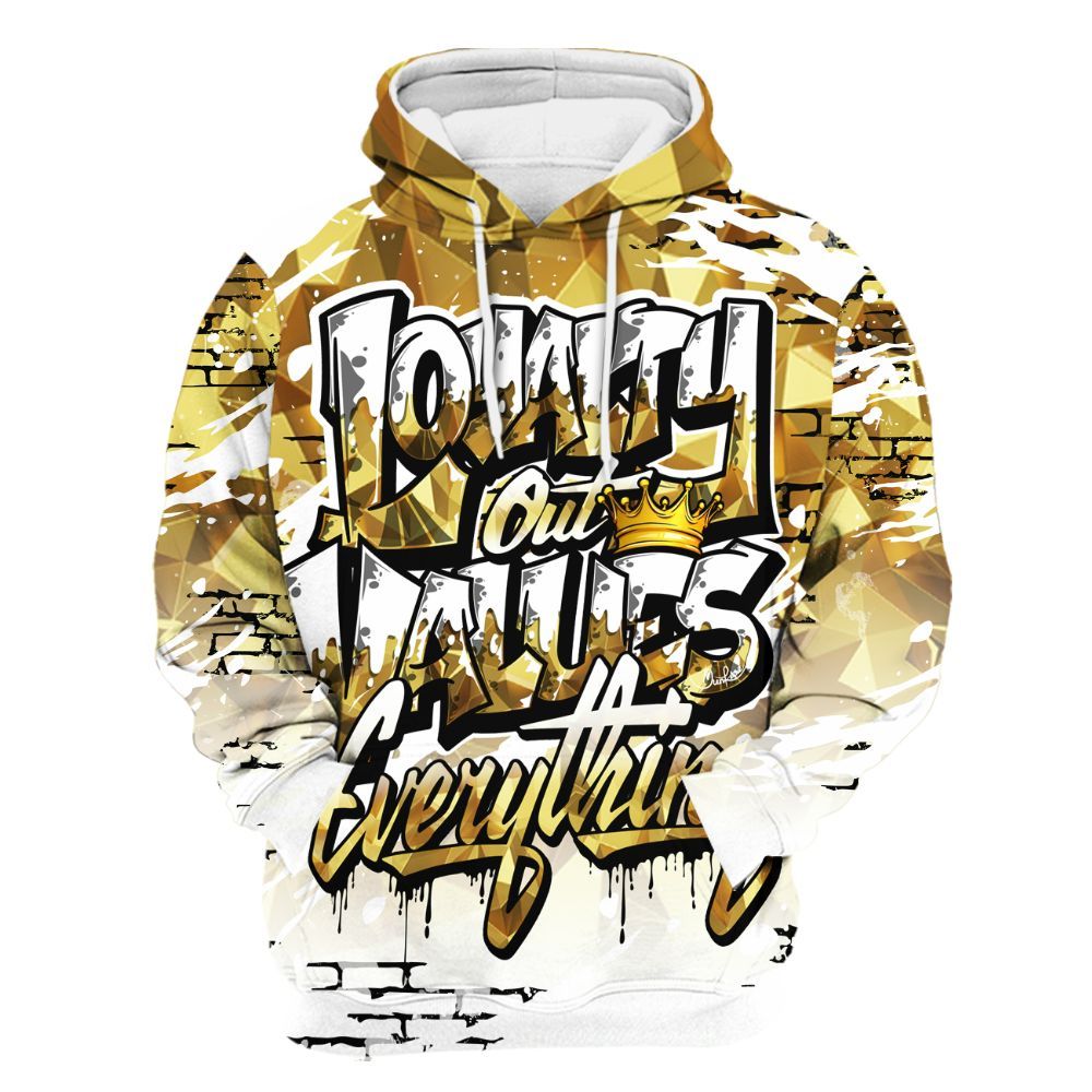 Hoodie To Match NET Gold 4s - Values Of Loyalty Drip All Over Print